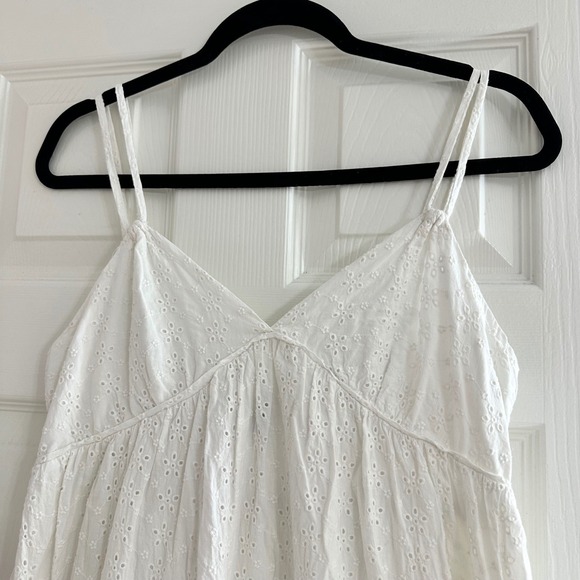 Wild‎ Fable White Eyelet Cami Babydoll Mini Short Dress Ruffle Hem Medium - Picture 8 of 10